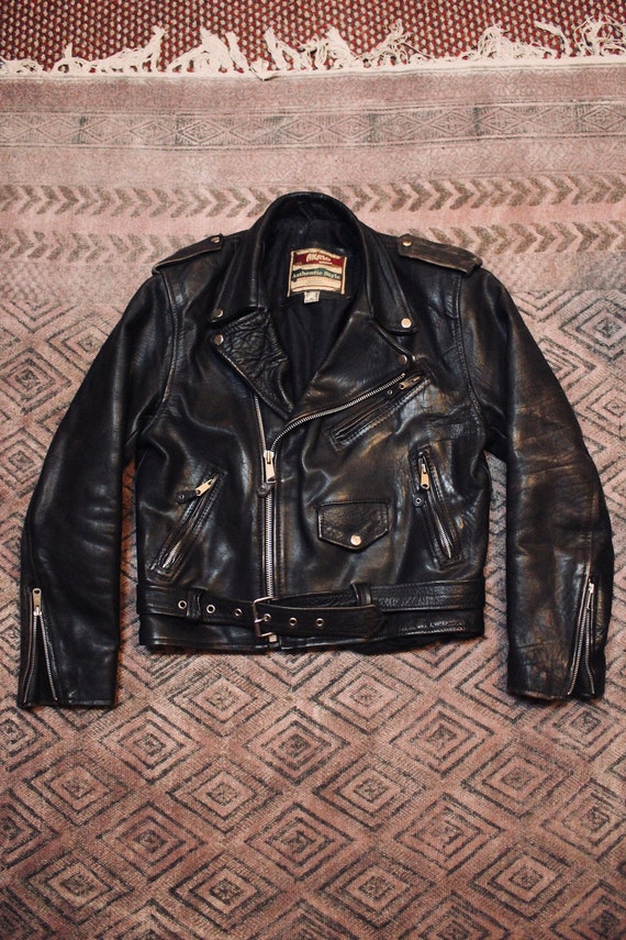 Vintage 1970s Leather Belted Biker Jacket - Brando