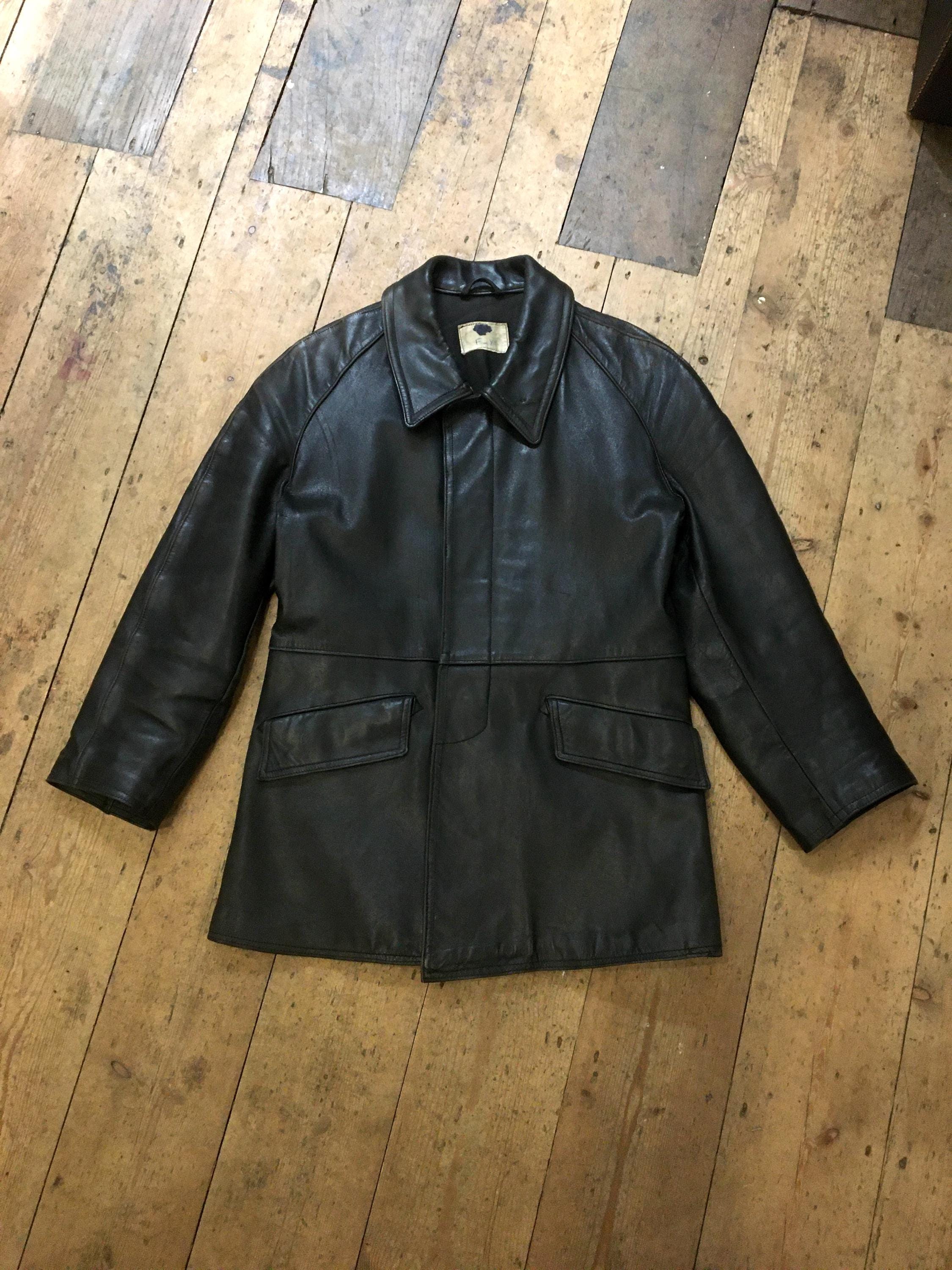 Vintage French Fireman Leather Jacket - Etsy UK