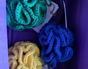 Handmade Cotton Crochet Shower Pouf, Eco Friendly Bath Puff