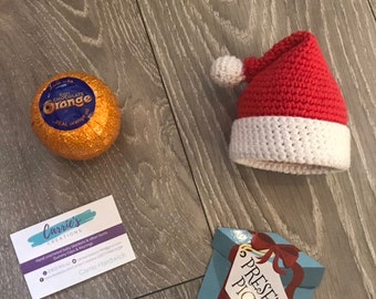 Crochet Santa Hat Chocolate Orange Cover, Novelty Christmas Gift