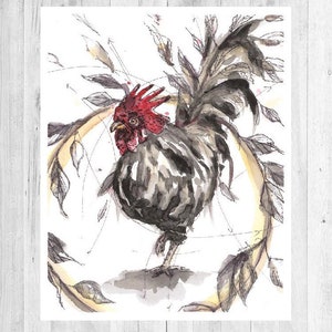 Big Mac the Rooster Print. Boho - nursery - baby shower - Christmas gift - gifts for her - rooster painting.