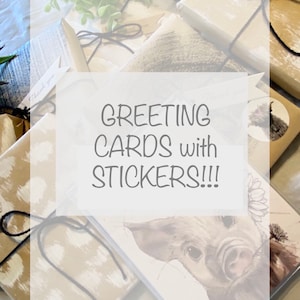 Set of 10 variety pack, blank, animal greeting cards and set of 10 variety pack of stickers Baby shower - gifts for her - gift ideas