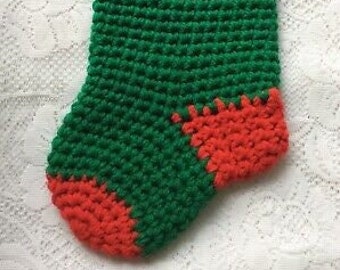 New Handmade Crochet Christmas Stocking 13” Red and Green