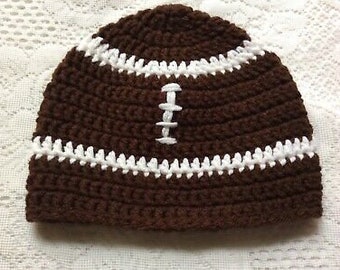 New Handmade Small Childs Crocheted Football Beanie Hat