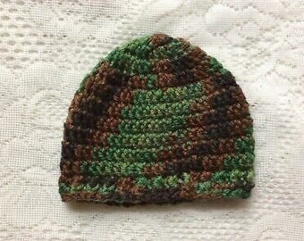 New Handmade Crochet Newborn Baby Camouflage Beanie Hat