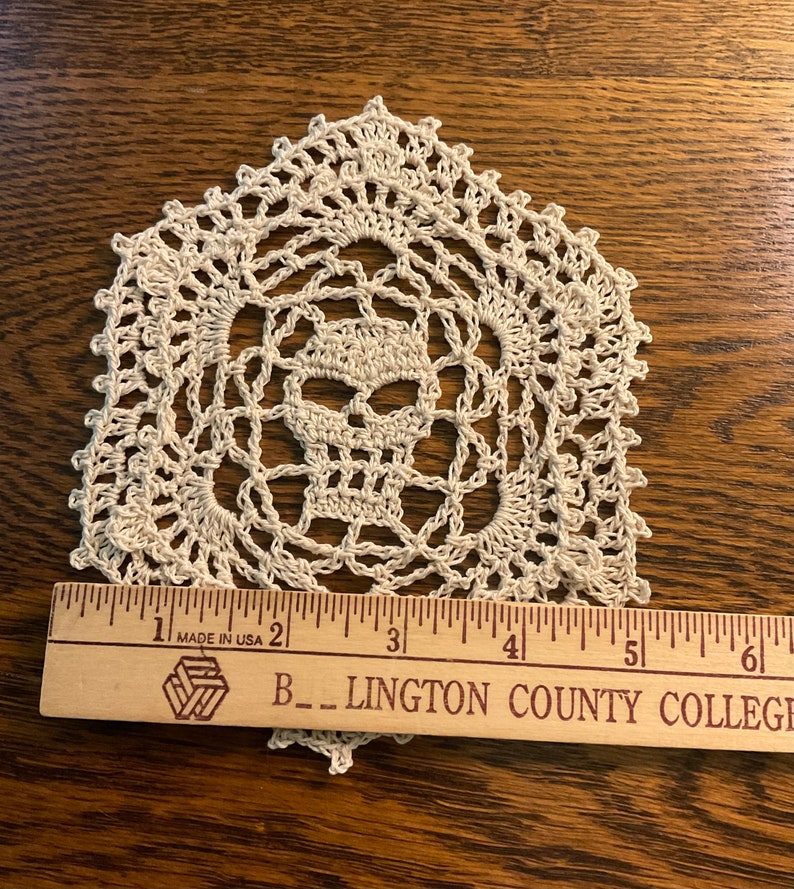 New Handmade Crochet Skull Doily in Cream Bone Color Halloween Spooky
