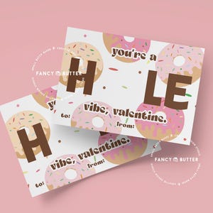 Printable Cookie Card 3.5&quot; X 5&quot;, Mini Cookie Card, Donut Cookies, Happy Valentine&#39;s Day Cookie Packaging, Cute Valentine&#39;s Day Card