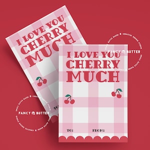 Druckbare Cookie Karte 3,5 "x 5", Happy Valentine's Day Cookie Verpackung, süße Kirsch Cookie Karte, Sofort Download, Lehrer Valentinstag