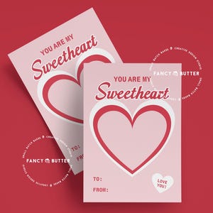 Printable Cookie Card 3.5&quot; X 5&quot;, Sweetheart Cookie Card, Happy Valentines Day Cookie Packaging, Teacher Valentines Day, Candy Hearts Card