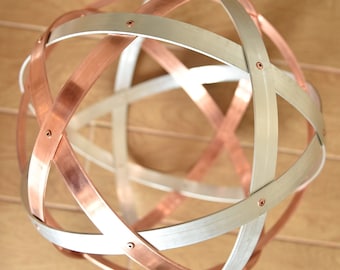 Pentasphere [Natural Energy Purifier Device] in Natural Aluminum and Pure Copper 99% SYMMETRICAL BAND WEAVING