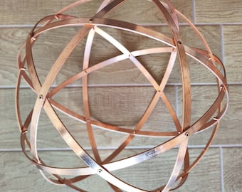 PENTASPHERE and GENESA in 99% pure copper, 32 cm 21 cm or 16 cm in diameter, 1 cm wide bands. Symmetrical Weaves!