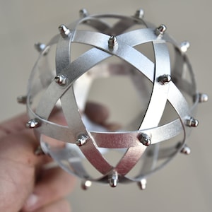 Mini Pentasfera Genesa [Dispositivo Orgonico Purificatore Naturale] in Alluminio Naturale INTRECCIO FASCIE SIMMETRICO