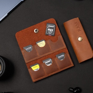 Leder SD-Kartenhülle, SD-Kartenhalter, Geschenk für Fotografen, SD-Kartenaufbewahrung