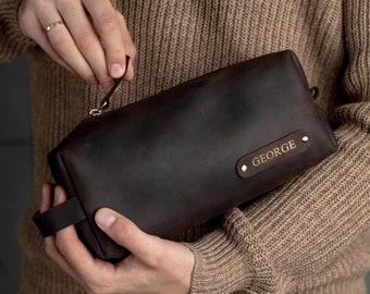 Leather Dopp Kit, Groomsmen, Gift For Him, Cosmetic Bag, Anniversary Gift, Toiletry Bag, Personalized Bag, Gift for Dad