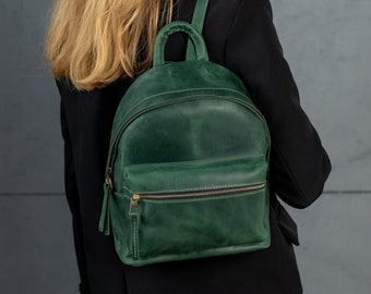 small black leather backpack womens