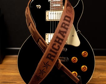 Leather Guitar Strap, Personalized Guitar Player Gift, Electric Guitar Strap, Anniversary Gift for him, Guitar Strap Custom, Gift for Him