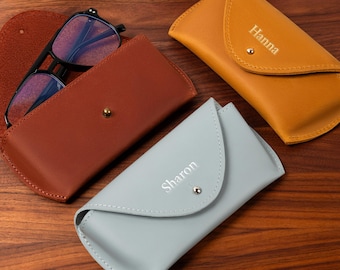 Estuche de cuero para gafas, soporte de cuero personalizado para gafas, funda hecha a mano para gafas
