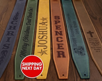 Custom Guitar Strap, Genuine Leather Guitar Strap, Gift for Dad, Adjustable guitar strap, Gift for Him, Personalized Gift for guitarist