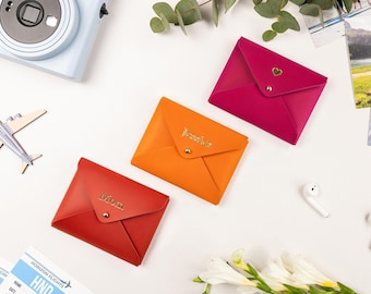 Sobre de cuero personalizado, sobre de cuero para fotos Instax, estuche de cuero genuino para fotos Instax Mini, sobre de cuero personalizado para Instax