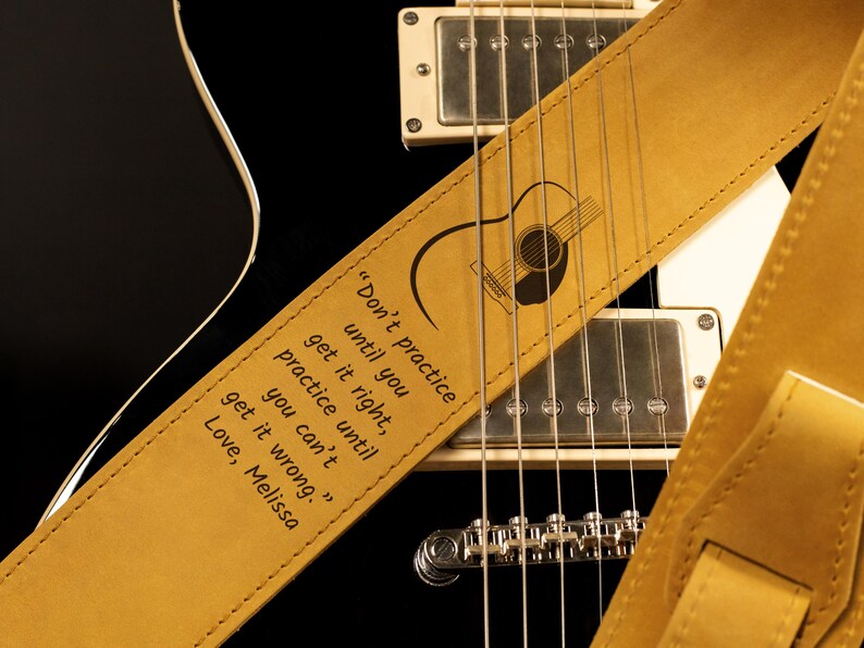 Leather Guitar Strap, Personalized Guitar Player Gift, Electric Guitar Strap, Anniversary Gift for him, Guitar Strap Custom, Gift for Him Mustard