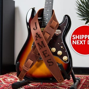 Leather Guitar Strap, Personalized Guitar Strap, Gift for Guitar Player, Guitar Accessories, Christmas Gift for Musician