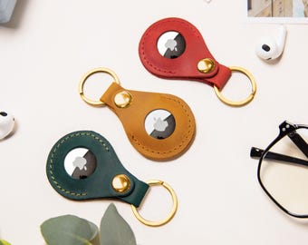 Leather AirTag Holder, Personalized AirTag Holder, AirTag Leather Case, Custom AirTag Keychain, Leather Keychain, Apple Airtag Holder