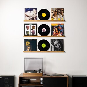 Vinyl Record Display Shelves, Vinyl Records Holder, Wall Shelves for Vinyl Records, Album Display Shelves Oak