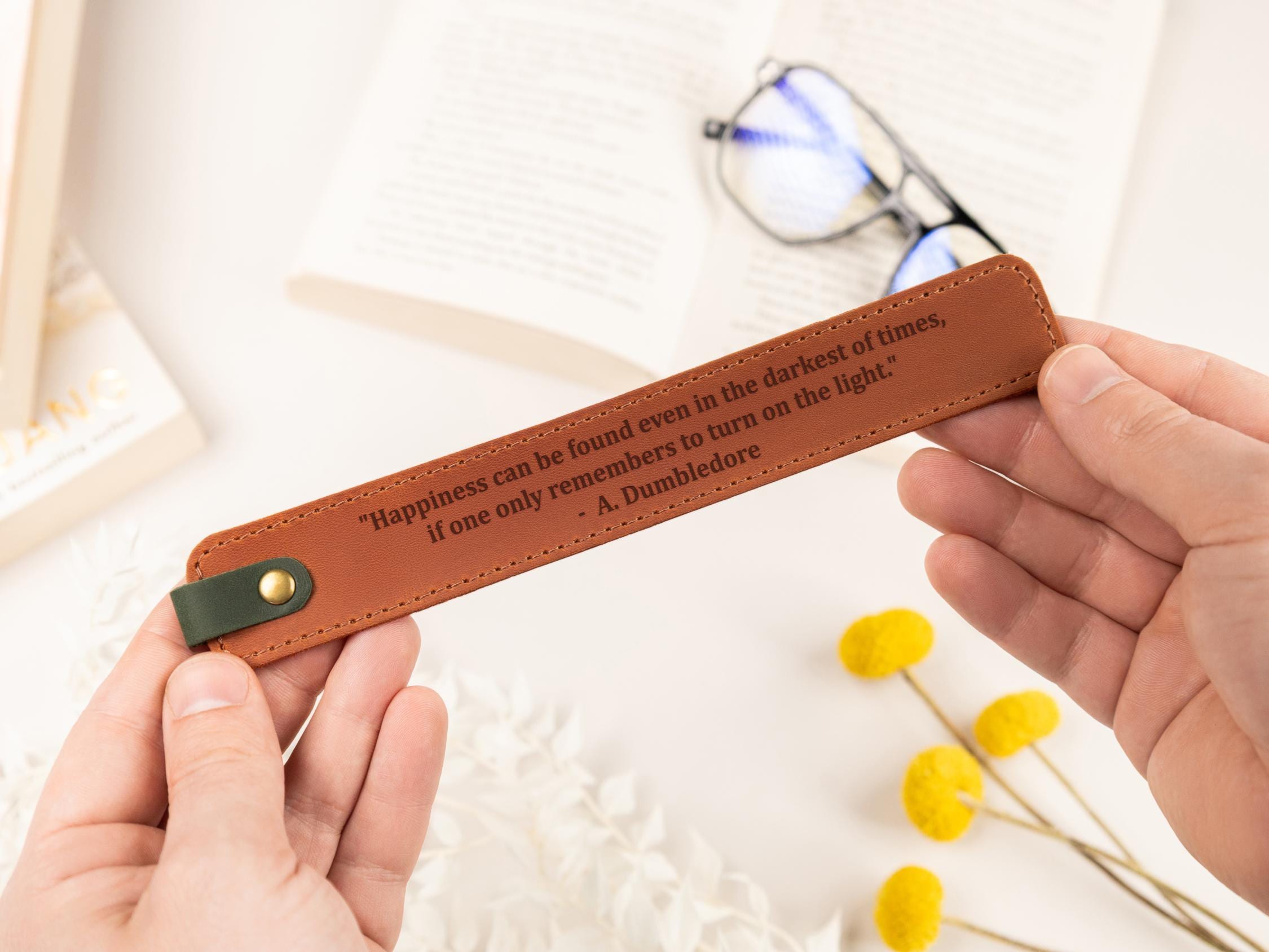 Engraved Leather Bookmark, Personalized Leather Bookmark, Book Accessories, Gift for Book Lover, Custom Leather Bookmark, Wedding Gifts