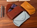 Leather Glasses Case, Personalized Leather Eyeglass Holder, Handmade Sleeve for Glasses product logo