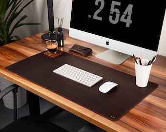 Tapis de bureau en cuir, Grand tapis de souris, Tapis de bureau personnalisé, Sous-main personnalisé, Chemin de table, Crazy Horse en cuir véritable, Tapis de bureau sur mesure