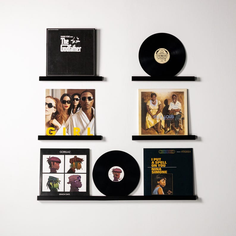 Hyllor för vinylskivor, Vägghyllor för vinylskivor, Hyllor för album, Hållare för vinylskivor Black Maple