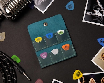 Guitar Pick Holder, Leather Guitar Pick Case, Gift for Musician, Guitar Player Gift, Guitar Player Accessories, Guitar Pick Pouch