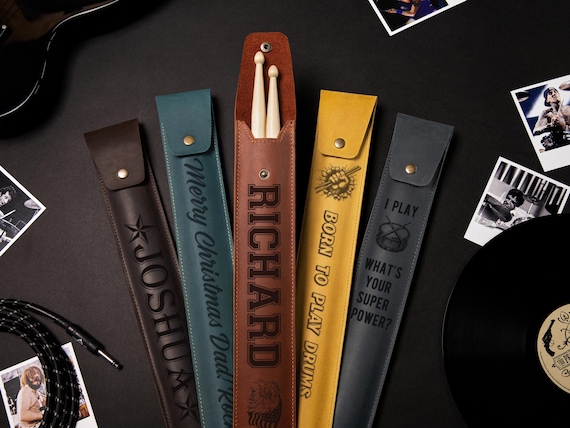 Drumstick Case, Personalized Gift for Musician, Genuine Leather Gift for Drummer, Drumstick Bag, Drumstick Holder, Drumstick Pouch Custom