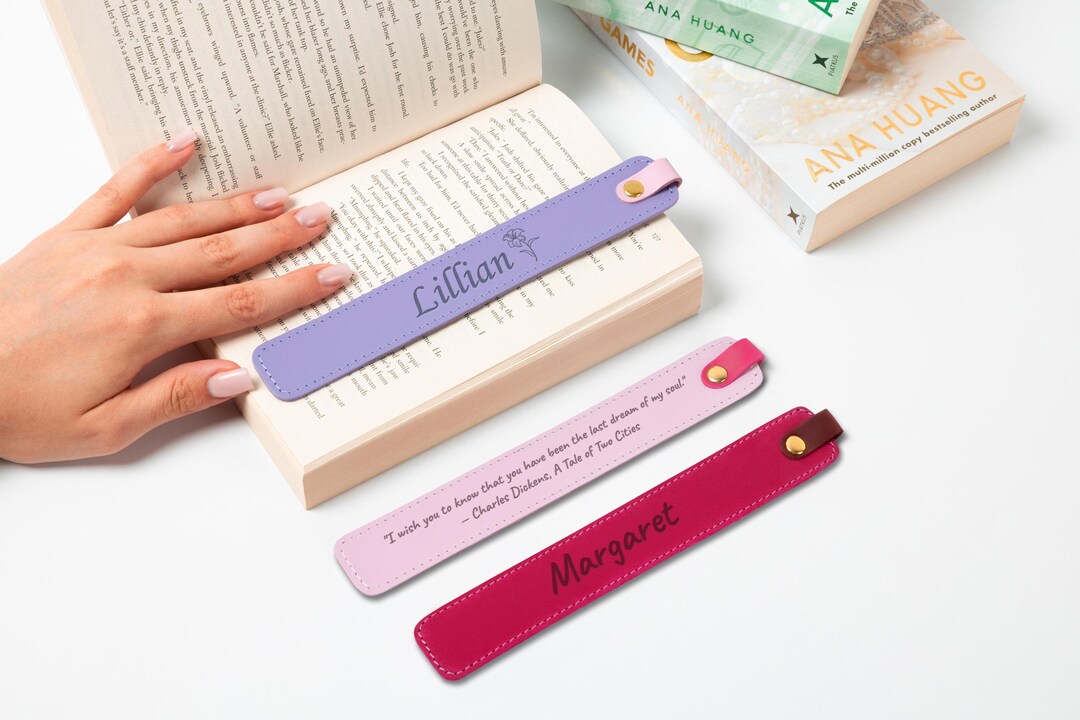 Set of Leather Bookmarks, Personalized Leather Bookmarks, Book ...