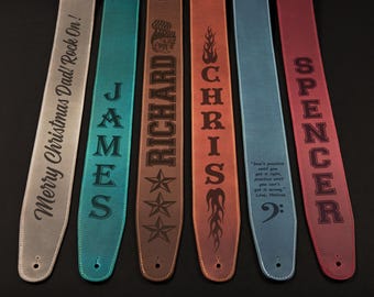 Bass Guitar Strap, Personalized guitar strap, Leather Guitar Strap 3" wide, Gift for Guitar Player, Guitar accessories