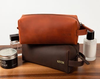 Leather Dopp Kit, Groomsmen, Gift For Him, Cosmetic Bag, Anniversary Gift, Toiletry Bag, Personalized Bag, Gift for Dad