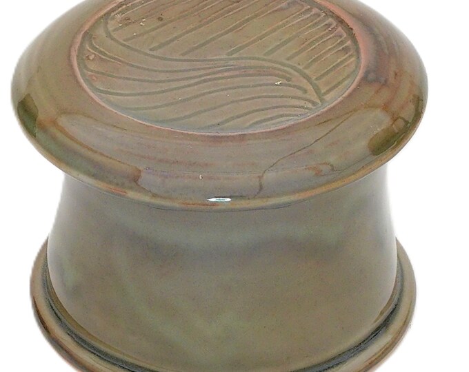 Gloss Moss Free Form--French butter dish sometimes called a french butter keeper, french butter crock