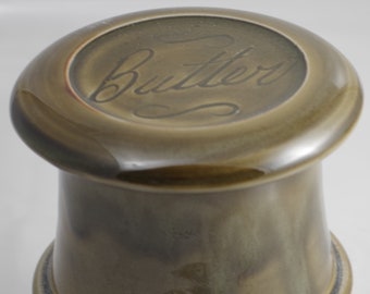 Gloss Moss Butter--French butter dish sometimes called a french butter keeper, french butter crock