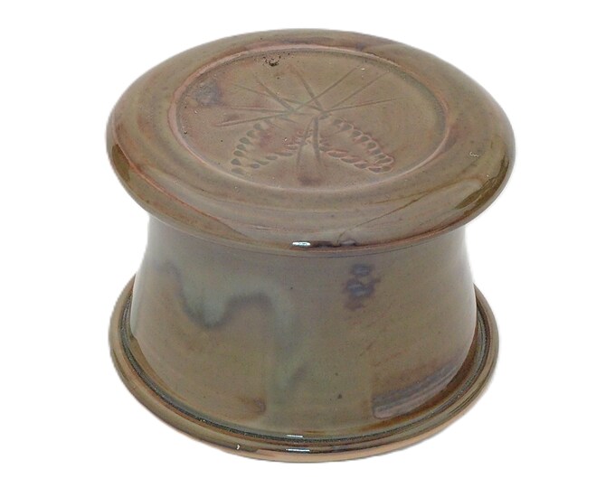 Gloss Moss Pine Cone--French butter dish sometimes called a french butter keeper, french butter crock