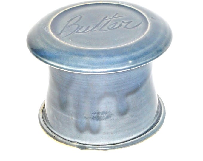 Misty Blue Butter--French butter dish sometimes called a french butter keeper, french butter crock