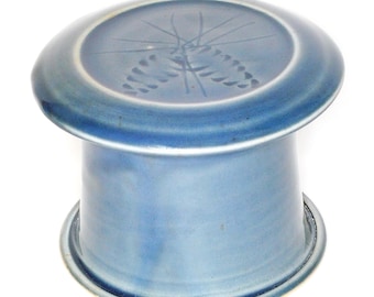 Misty Blue Pine Cone--French butter dish sometimes called a french butter keeper, french butter crock