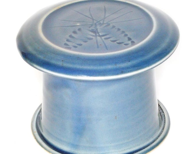 Misty Blue Pine Cone--French butter dish sometimes called a french butter keeper, french butter crock