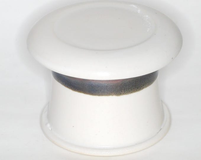 White Satin--French butter dish sometimes called a french butter keeper, french butter crock