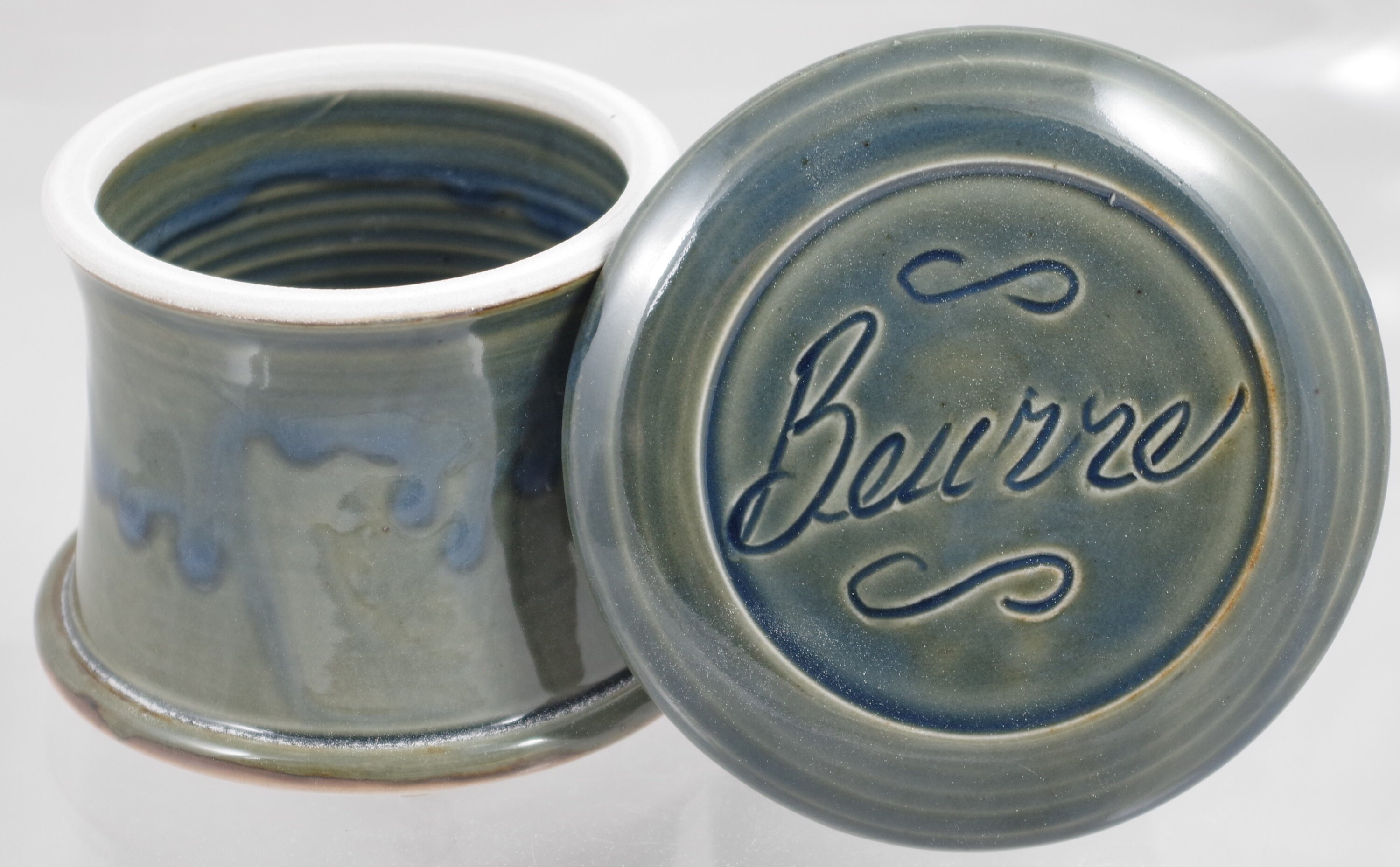 Misty Blue BeurreFrench butter dish sometimes called a french butter