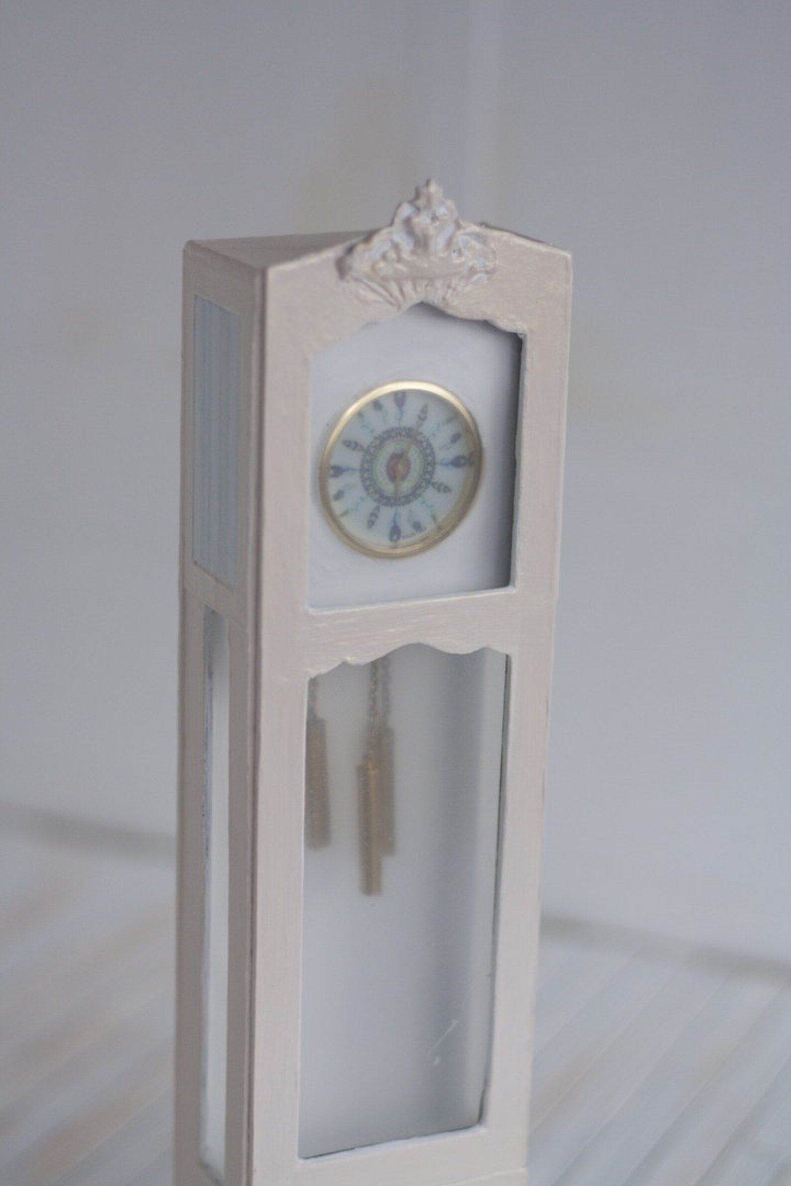 White miniature grandfather clock in shabby chic or French Etsy