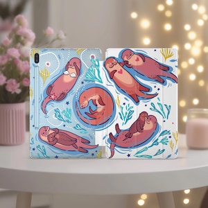 Cute otters fits Galaxy Tab S4 10.5 animal tablet case Samsung tab a 8 Galaxy tab S7 tablet cover 11 inch s8 ultra s9 A7 10.4 cases s6 lite