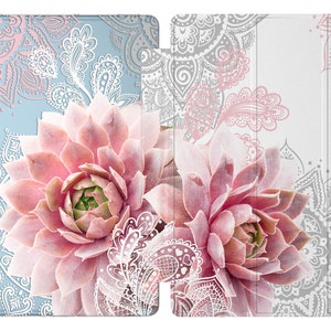 Pink succulents for Tablet s7 case stand Boho S9 Ultra A8 case Samsung tab s2 case Galaxy tab A7 2022 10.1 s6 lite white lace S5e 10.5 fancy image 5