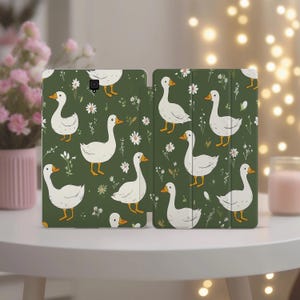 Funda de gansos de dibujos animados para Samsung Galaxy S10 Ultra s9 divertida y linda funda para tableta A8 de 10 pulgadas A7 A 10.5 s3 con soporte s6 lite s8 plus FE Green Goose