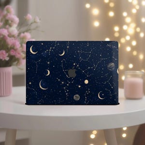 Mystical Constellations MacBook Air 15 Case M4 M3 M2 M1 Cosmic Mac Book Pro 16 14 13" Moon Hard Cover 2024 A3113 A2251 Dark Navy Sky Pattern
