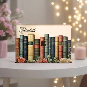 Custom Library MacBook Air 13.6 inch Case M4 M3 M2 M1 Bookshelf Mac Book Pro 16 15.3 14" Beautiful Hard Cover 2025 A2485 A1990 Bookworm Gift